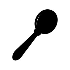 Isolated black spoon silhouette on white background ideal for food illustration