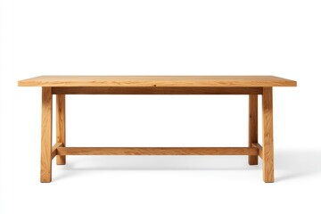 Oak dining table with visible wood grain solid legs and base support