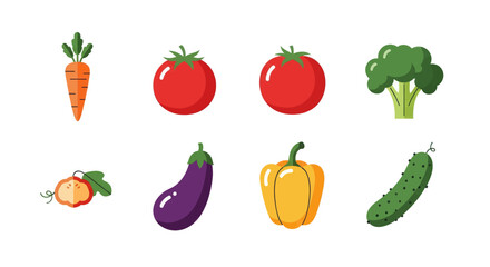 A vibrant collection of fresh vegetables arranged on a clean white background