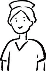 ナースキャップをかぶる看護師のイラスト