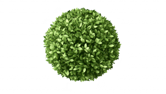 A vibrant. spherical arrangement of lush green leaves. symbolizing nature and freshness. set against a clean white background. ideal for eco-friendly themes or gardening concepts