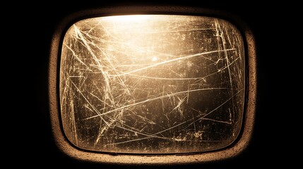 Old Scratched Window with Cracks and Dust in Dim Lighting