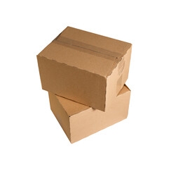 Cardboard mock up box for delivery and shipping service, isolated a transparent compositing easy offering background,