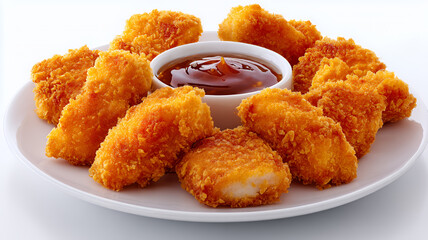 Crispy chicken nuggets with sauce