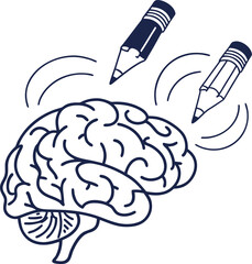 Brain and Pencils Idea Generation Concept Keywords: brain, human brain, mind, thinking, idea