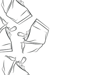 poster of rain umbrellas in a half-closed, open state in line art style, for advertising, coupons or other types of printing