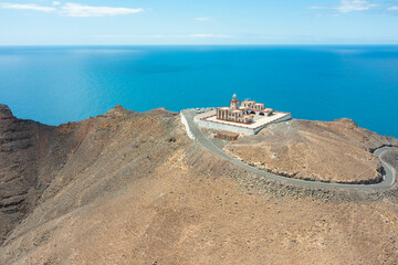 Aerial View of Faro de la Entallada Lighthouse in Fuerteventura, Canary Islands © Hector