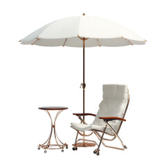 A chair and umbrella under isolated on a transparent background