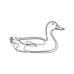 Minimalist single line drawing of a duck in profile