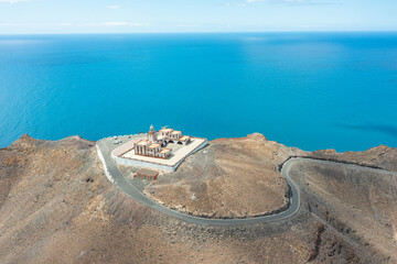 Aerial View of Faro de la Entallada Lighthouse in Fuerteventura, Canary Islands