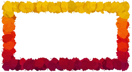 Obraz premium Autumn leaves frame Watercolor gradient from yellow to red seasonal border