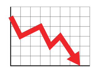 Obraz premium Illustration of a stock or financial market crash. A red arrow on a grid and diagram vector design for websites.