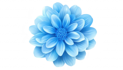 A blue flower with intricate petals and a rich texture. set against a clean white background. ideal for nature-themed designs or as a calming decorative element