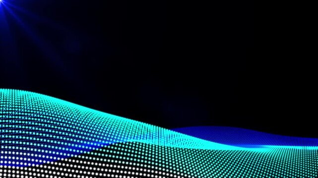 Wave dot particle background animation. light particle with shiny effect. Smooth and calm light effect. High quality 4k Technology background.