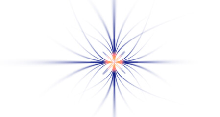 Obraz premium Conceptual vector artwork of a radiant star emitting layered beams and delicate sparks on a transparent canvas. A stylized, modern composition that conveys brilliance.