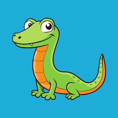 Fototapeta premium cartoon, animal, vector, reptile, dinosaur, illustration, lizard, crocodile, dragon, green, art, alligator, fun, frog, nature, dino, wildlife, gecko, chameleon, drawing, design, character, baby, rex