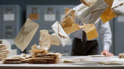 Papers falling showing dynamic filing and document motion