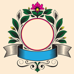 Floral Emblem Vector Graphic 