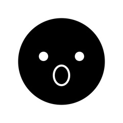 Surprised Face Icon – Black Round Emoji