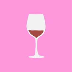 Minimalist Glass of Red Wine on a Pink Background - A Simple and Elegant Drink Illustration