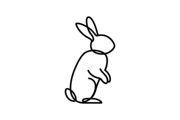Minimalist line art drawing of a standing rabbit