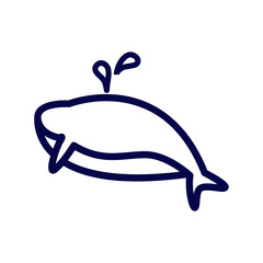 Whale Icon Simple Line Drawing of a Whale Spouting Water