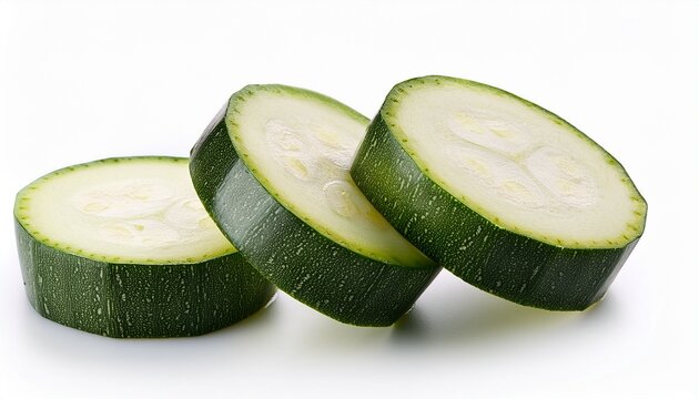 zucchini slices on white background