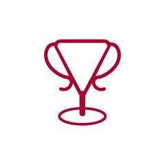 Minimalist graphic depiction of a victory cup or award symbol on a clean white background
