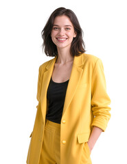 Successful young businesswoman, isolated on transparent background