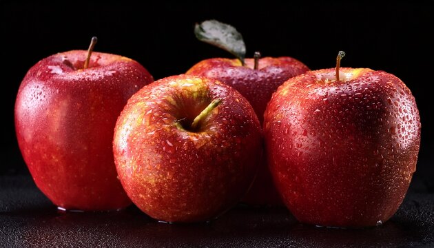 red apples on a black background