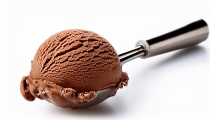 chocolate ice cream scoop isolated on white background