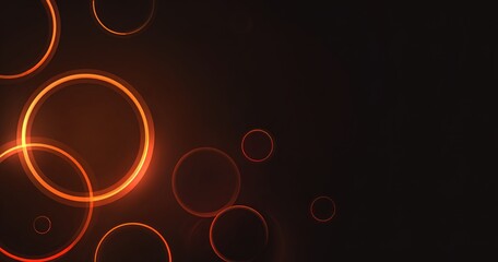 Orange Circular Bokeh on Black. It shows glowing orange rings and dots. Great for tech backgrounds, event promotions, or creative design projects.