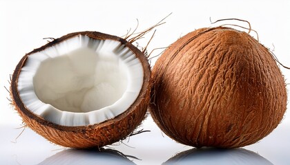 two coconuts isolated on white background