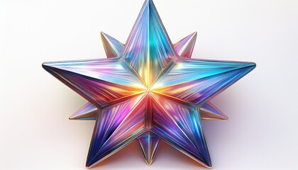 realistic y2k holographic star isolated on white background generative ai
