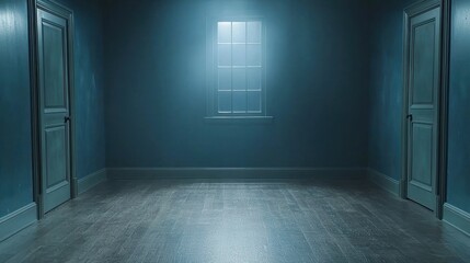 Eerie room illuminated window and doors