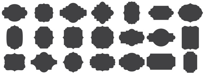 Set of abstract black vintage label and badges shape collections. Cartouches black badges collection. insignias, overlay. Black template for patch. 