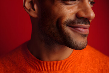 Obraz premium portrait of a handsome man on orange background