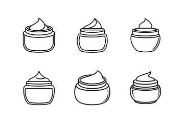 beauty cream pot line art vector illustration