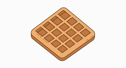 Crispy Waffle Square: Isometric Food Icon
