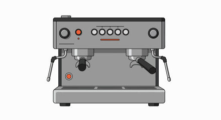 Espresso Perfection: Dual-Group Coffee Machine Illustration