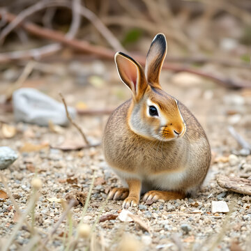 A Desert Cottontail (Sylvilagus audubonii) in the Truckee River valley, Nevada.