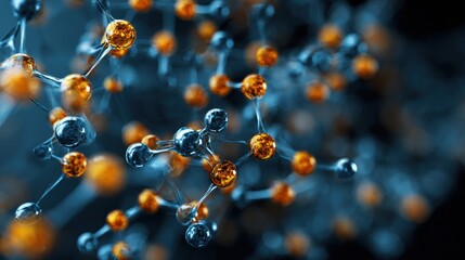 molecule or atom, Abstract structure for Science or medical background, 3d illustration, science, atom, abstract, chemistry, structure, blue, chemical, background