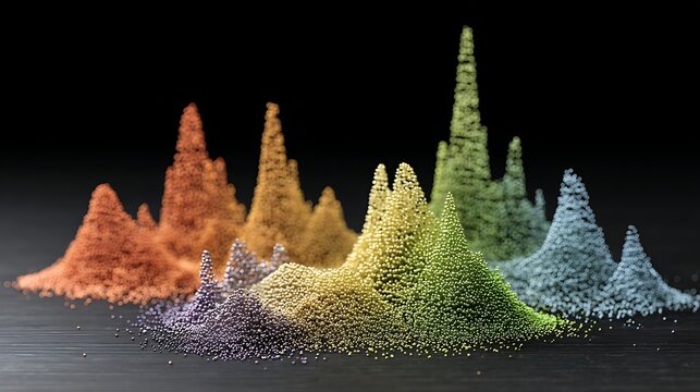 Colorful 3d Data Visualizer with Vibrant Peaks in Dark Background