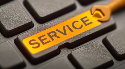 Close-up View of Service Key on a Modern Computer Keyboard