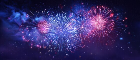 Fototapeta premium The Fireworks Spectacular Lighting Up A Starry Night Sky With Vibrant Colors