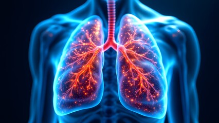 3D Illustration of Human Lungs with Detailed Bronchial Structure