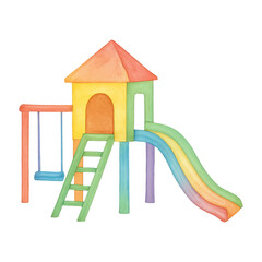 PNG Colorful playground watercolor illustration.
