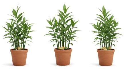 Obraz premium Three Potted Plants Growth Stages Illustration