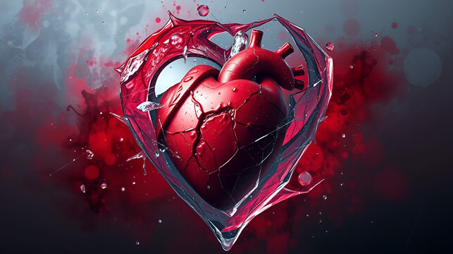 An abstract depiction of a heart encased in ice, symbolizing emotional detachment
