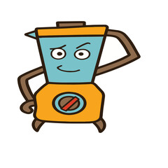 Fototapeta premium illustration of a blender with a respectful hand